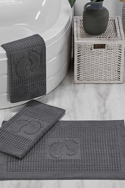Mira Home 3 Πετσέτες Ποδιών Μπάνιου 100% Βαμβάκι 50x70 εκ. Ανθρακί