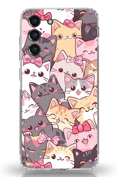 TechTree Galaxy S21 Fe Compatible Cute Cats Transparent Silicone Case