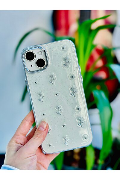 Go Aksesuar iPhone 14 Plus - 15 Plus Compatible Mini Rose Design Silicone Case with Toy