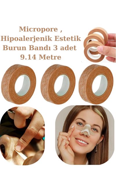 Octacare Micropore, Hypoallergenic Aesthetic Nasal Tape Price Is for 3 Pieces" 9.14 Meters (with Band-Aid Gift)