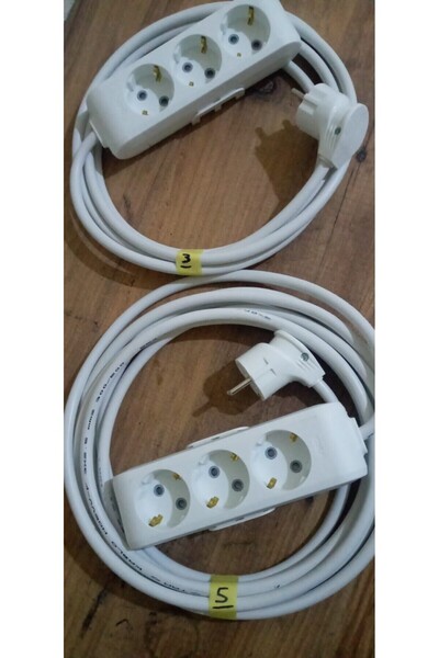 VİKO 5 Metre ve 3 Metre 3 lü 3x2.5 mm 2 adet Uzatma Kablosu