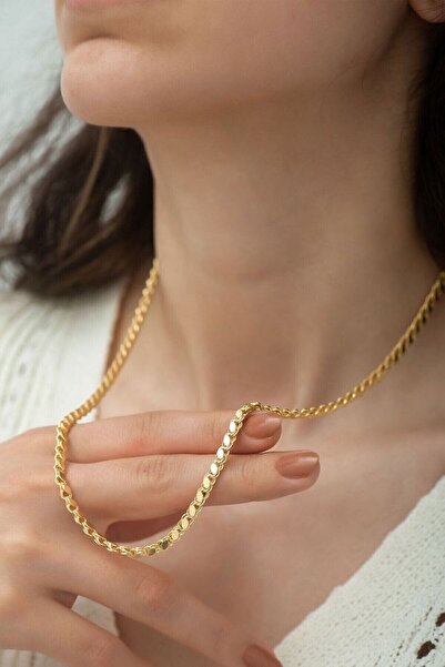 G Sport POLO Çelik Gold Kuyumcu Model Pullu Arpa Zincir Kolye 65 cm -kararma yapmaz-