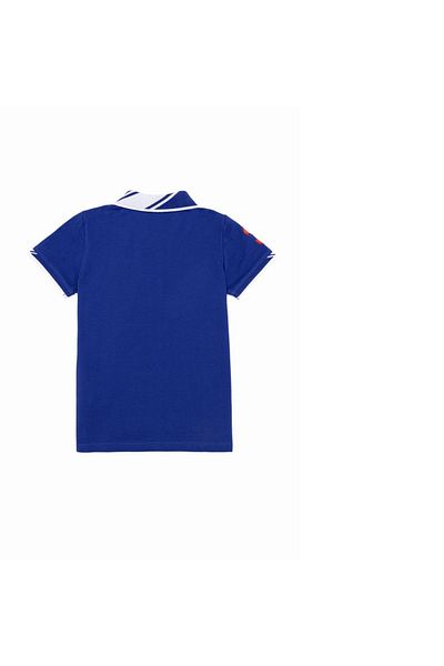 U.S. Polo Assn. Tricou albastru cu gât polo pentru băiat