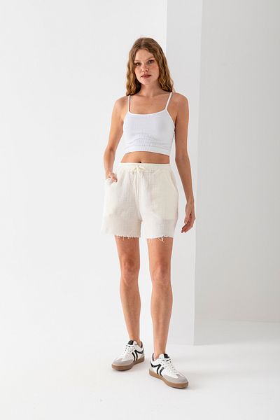 EtkiModa Γυναικείο σορτς μουσελίνας 100% βαμβακερό φαρδύ