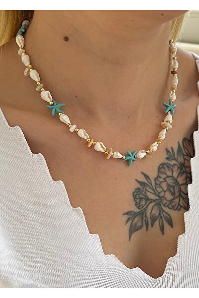 takıtarzım قلادة على شكل صدفة نسائية على شكل نجم البحر