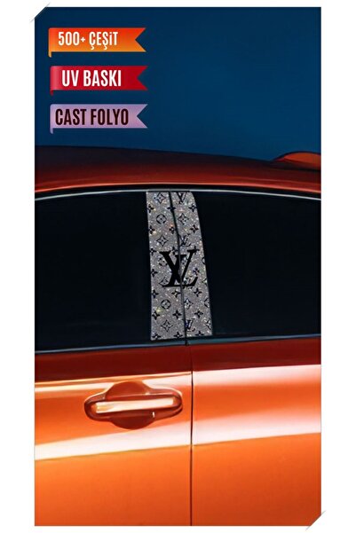 Pi Dekorasyon Araç Kapı Direk Kaplama Folyosu VL Desenli (Sağ Sol Takım) (2 Adet) - 22x50 Cm