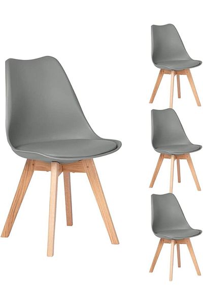 Other Dining Chair with Cushioned Pad Seat & Solid Beech Wood Legs for Mid Century Modern Dining Room