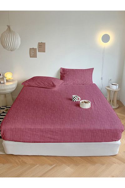 femmhome طقم ملاءات سرير رانفورس الأساسية مفرد/مزدوج/كينج (90/100/120/160/180) فرشاة ملونة