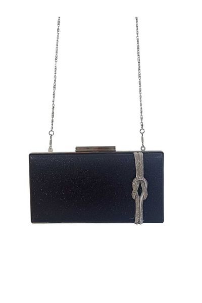 EsareModa Women's Night Black Evening Dress Handbag with Chain Strap