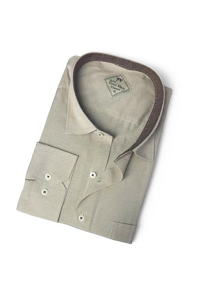 GÖMLEK GALERİSİ Classic Relaxed Fit Straight Filafil Long Sleeve Shirt