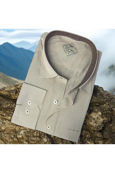 GÖMLEK GALERİSİ Classic Relaxed Fit Straight Filafil Long Sleeve Shirt