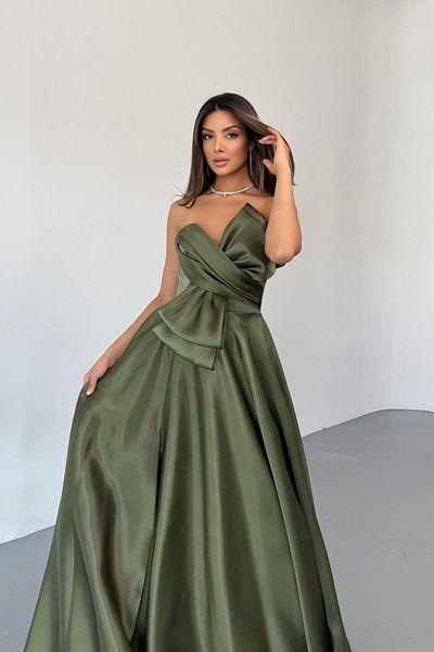 İyem Abiye Φιόγκος Princess Back Lace Up Οργανωμένο βραδινό φόρεμα στενή εφαρμογή