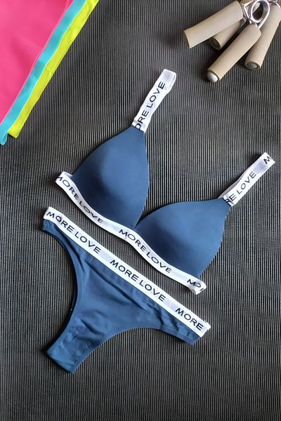 Luvensa Petrol Blue Padded Sports Bra Set (Bra & Panty)