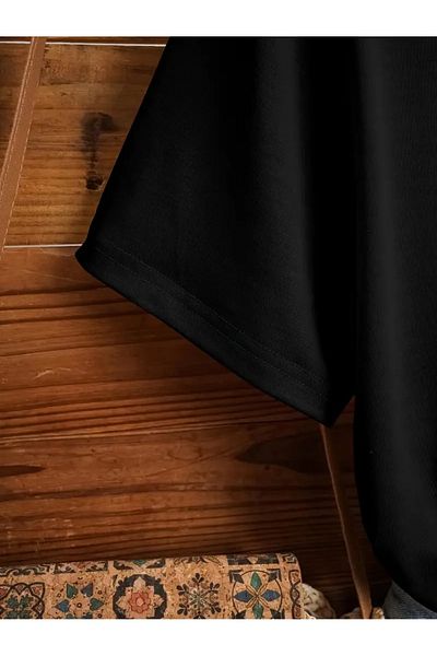 qubo sportswear & company qubo Unisex Oversize εμπριμέ βαμβακερό λαιμόκοψη κοντομάνικο μαύρο μπλουζάκι
