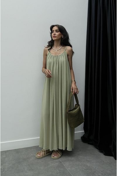 Bak'ap Rochie boemă Tril Tril de vară lungă Perry Premium Linen cu bretele reglabile
