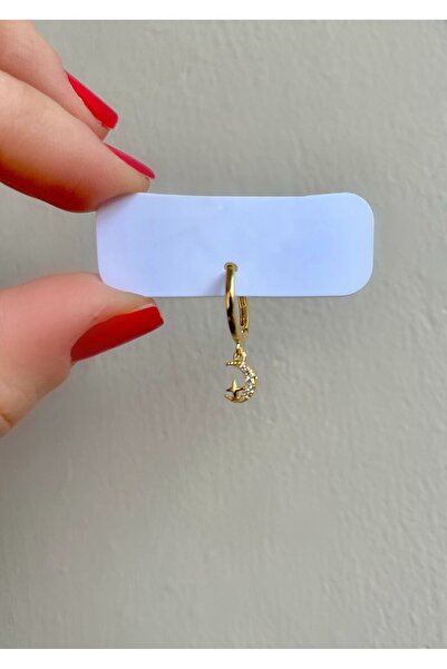 Bijou Luz Gold Ay Yıldız Figürlü Sallantılı Halka Piercing