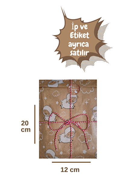 Dekals 20 li 12x20 Kurban Bayramına Özel Hazır Hediye Poşeti Küçük Boy Şamua Kağıdı