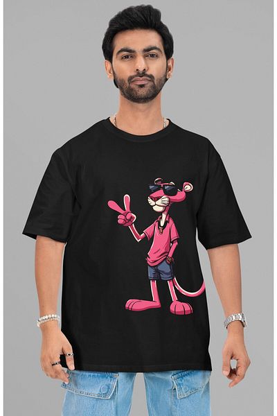 Fuddy Moda Μπλουζάκι Unisex Pink Panther με στάμπα γυαλιών, μπλουζάκι με θέμα Pink Panther