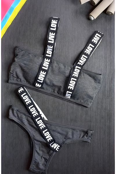 Luvensa Anthracite Sports Bra Set (Bra & Panty)