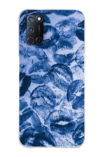 moonset Oppo A52 / A72 / A92 Uyumlu Mavi Dudaklar Tasarımlı Baskılı Şeffaf Te...
