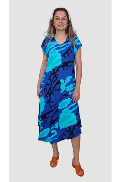 enmodaiçgiyim Rochie de dama din tesatura din vascoza cu model Picasso