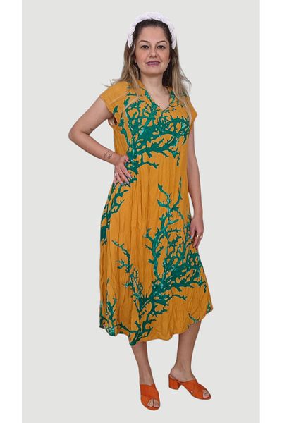 enmodaiçgiyim Viscose Fabric Picasso Patterned Women's Dress