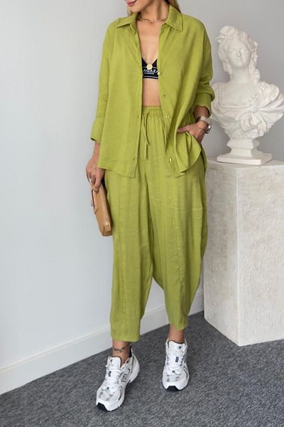 Suzi Women Oversize Shirt Pants Suit 50957