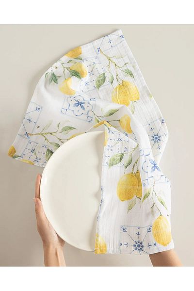 Madame Coco M.C Carine Muslin Drying Towel - White/Yellow