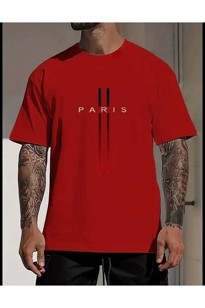 TekTarzz Unisex Men's Paris Printed Fashion Trend Patterned Tshirt
