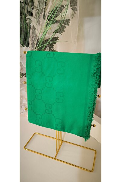 FRESCO SCARFS Kadın Tesettür Ipeksi Pamuk Jakar G Desen Şal*benetton Yeşili