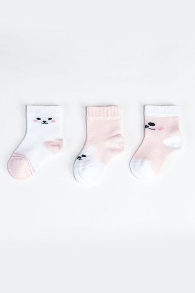 Aziz Bebe 3-Piece Socks Girl Teddy Bear Pattern