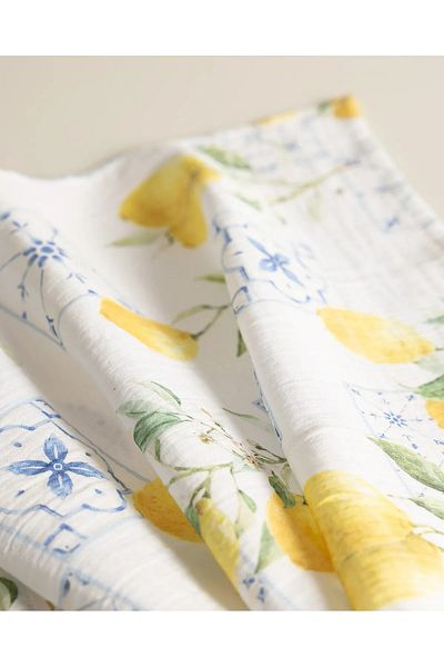 Madame Coco M.C Carine Muslin Drying Towel - White/Yellow