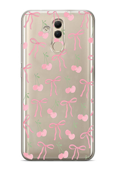 moonset Huawei Mate 20 Lite Uyumlu Kiraz ve Fiyonk Tasarımlı Baskılı Şeffaf T...