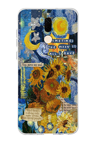 moonset Huawei Mate 10 Lite Uyumlu Van Gogh Tasarımlı Baskılı Şeffaf Telefon ...