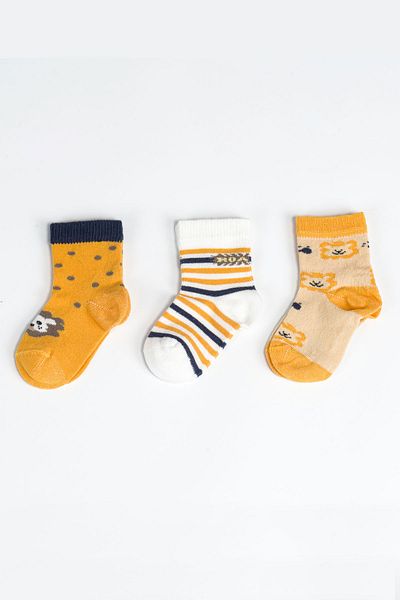 Aziz Bebe Baby Boy Basic Seamless 3-Piece Socks 0 Months - 36 Months