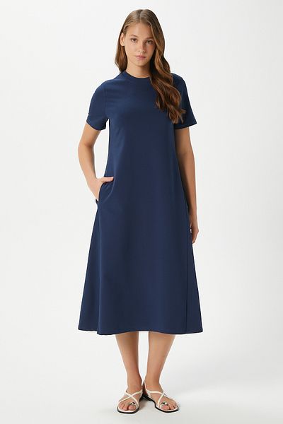 Ritnice Rochie de vară din bumbac pieptănat, albastru închis, cu buzunare Hanna, 14266