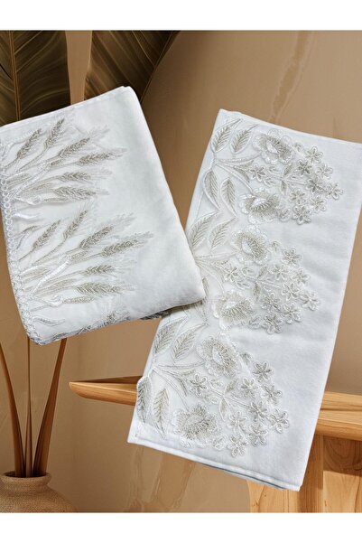 Dantelux 2 Piece French Laced Dowry Holder 50X90 Velvet Hand and Face Towel