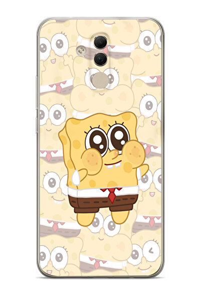 moonset Huawei Mate 20 Lite Uyumlu Sünger Bob Tasarımlı Baskılı Şeffaf Telefo...