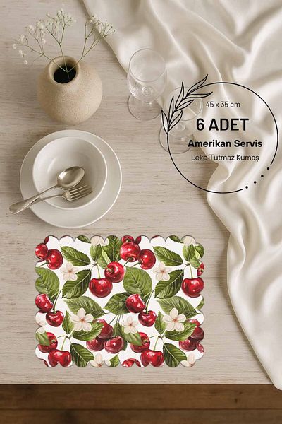 Pilloveland Laser Cut 6 Pieces of American Service - Seamless Suede Fabric - 45 X 35 cm - Cherry