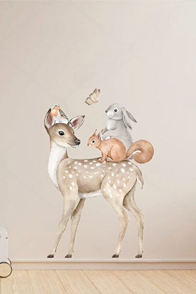 Ayza Tasarım Cute Animals Themed Self Adhesive Wall Sticker Sticker Accessory