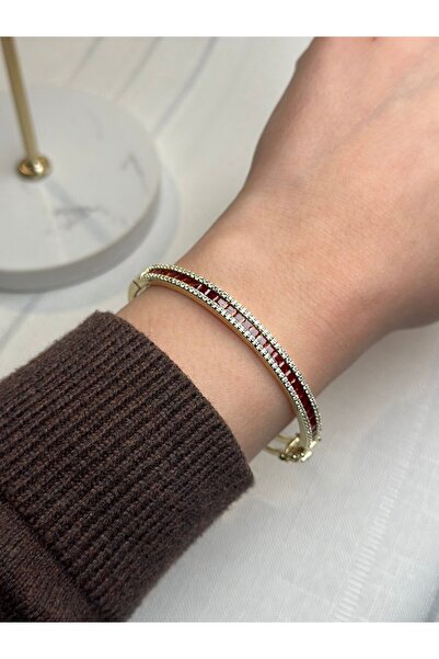 gingillo aksesuar Özel Seri Marka Model Gold Renk Kırmızı Taşlı Bilezik