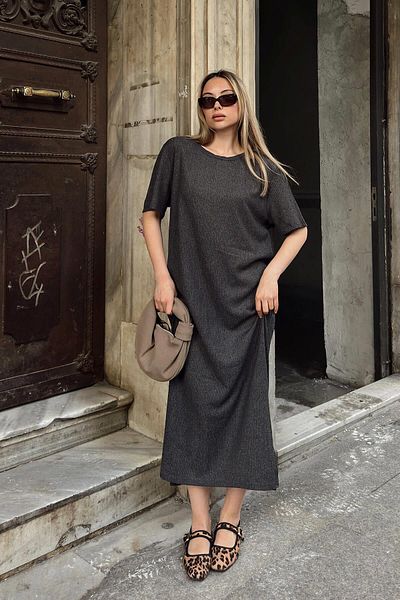 Swist Smoked Giz Bicycle Neck Slit Γυναικείο Midi Φόρεμα