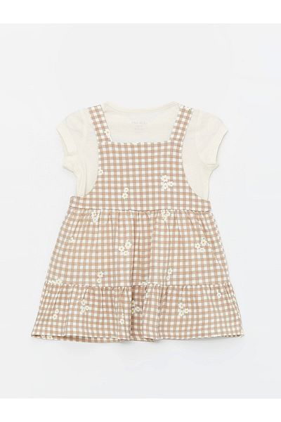 LC Waikiki Lcw Baby Beige Square Neck Sleeveless Baby Girl Dress & T-Shirt
