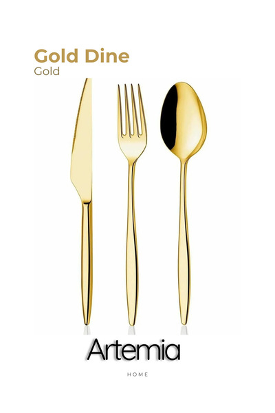 DMR LİFE Gold Dine 72 Piece Fork Spoon Knife Set |   Gold |   12 People |   18/10 Stainless Steel