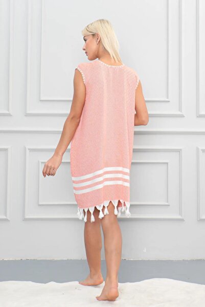Lio20 Γυναικείο βαμβακερό φόρεμα παραλίας Peshtemal-Ροζ-100% βαμβάκι-Αυθεντικό
