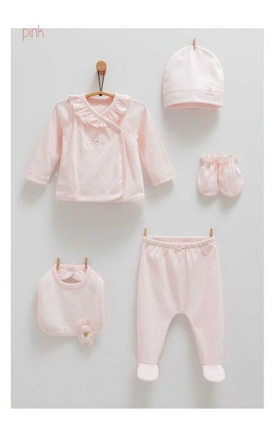 Caramell İncibaby 100% Natural Cotton Jacquard Summer 5'Li Baby Girl Hospital Output New Season 2025