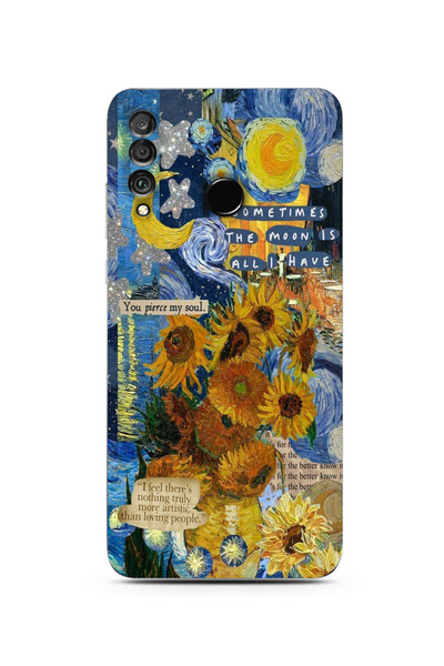 moonset Huawei P30 Lite Uyumlu Van Gogh Tasarımlı Baskılı Şeffaf Telefon Kılıfı