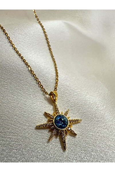 AYZENA Steel Material Opal Stone Gold Polar Star Necklace / No Blackening