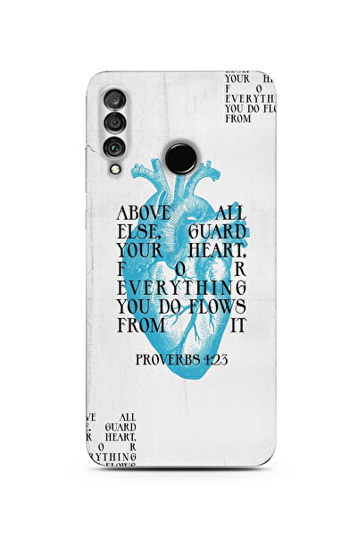 moonset Huawei P30 Lite Uyumlu Kalp Kolaj Tasarımlı Baskılı Şeffaf Telefon Kı...