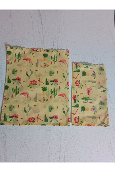 TODO HOME Balbezz Honey Waxed (Waxed) Storage Cloth Flamingo Patterned Set of 2 Pouches